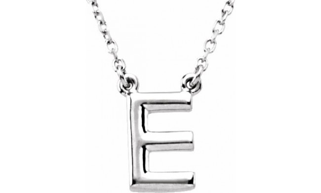 14K White Block Initial E 16 Necklace - 84634111P