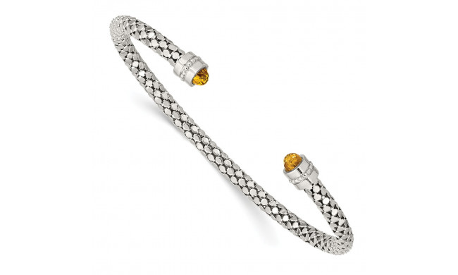 Quality Gold Sterling Silver Citrine Textured Cuff Bracelet - QG4807