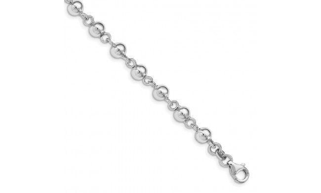 Quality Gold Sterling Silver Rhodium-plated 6mm Polished Beads Bracelet - QG4860-7.5