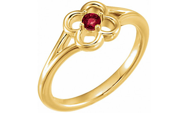 14K Yellow Mozambique Garnet Youth Flower Ring - 71944606P