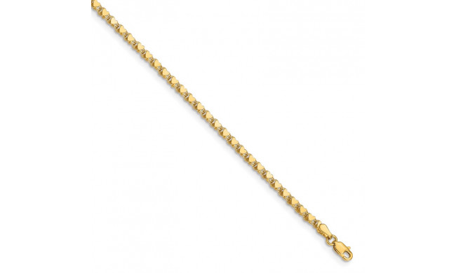Quality Gold 14k Polished Double-Sided Heart Anklet - ANK70-10