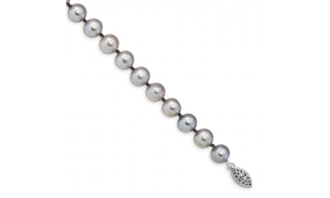 Quality Gold Sterling Silver Rhodium 8-9mm Grey FWC Pearl Bracelet - QH5163-7.25