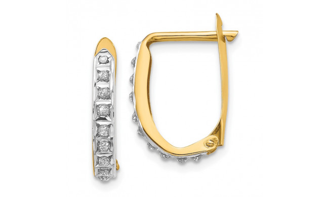 Quality Gold 14k Diamond Fascination Leverback Hinged Hoop Earrings - DF147