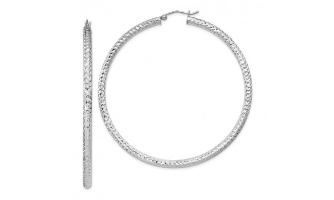 Quality Gold Sterling Silver Rhodium-plated  3x60mm Hoop Earrings - QE8094
