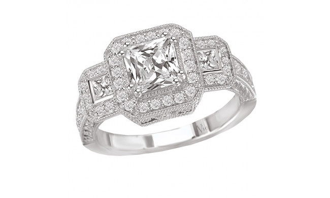 La Vie 14k White Gold Halo Semi-Mount Diamond Engagement Ring