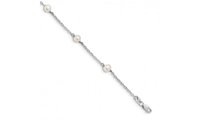 Quality Gold Sterling Silver RH-plated 5-6mm Freshwater Cultured Pearl Bracelet - QH5011-7.5
