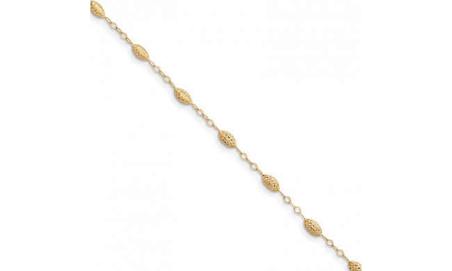 Quality Gold 14k Puff Rice Bead 9" with Anklet - ANK224-10