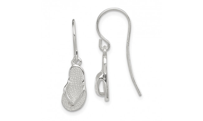 Quality Gold Sterling Silver Polished & Textured Sandal Dangle Earrings - QE6957