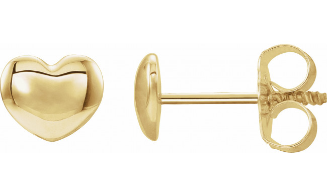 14K Yellow 5.9x5.4 mm Youth Puffed Heart Earrings - 192034601P