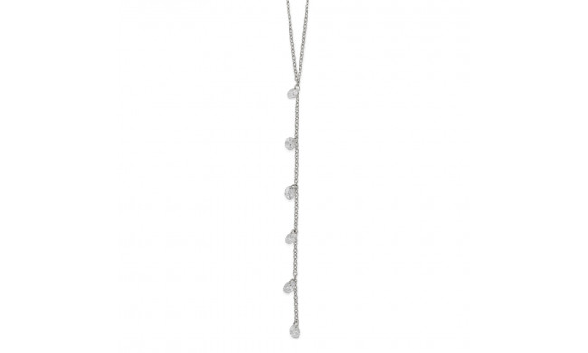 Quality Gold Sterling Silver Rhodium-plated CZ Dangle Necklace - QG5308-16
