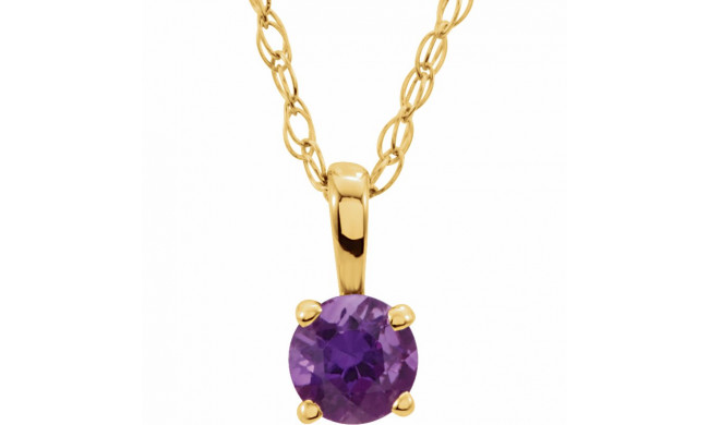 14K Yellow 3 mm Round Amethyst Youth Birthstone 14 Necklace - 2839370002P