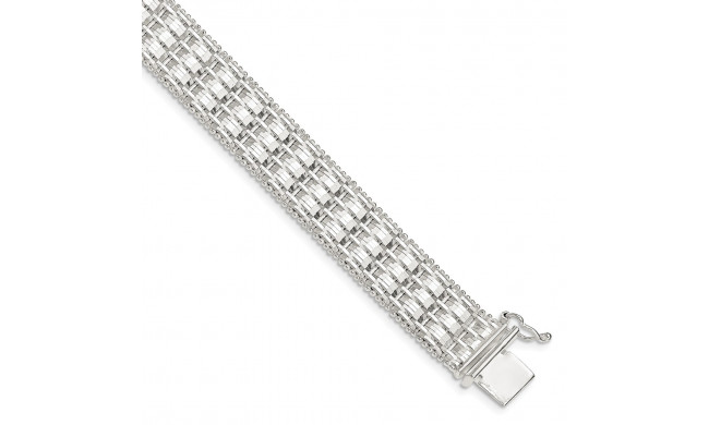 Quality Gold Sterling Silver 12mm Diamond-cut Woven 7.5in Bracelet - QG4848-7.5
