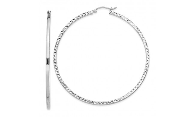 Quality Gold Sterling Silver Rhodium-plated  2x60mm Square Tube Hoop Earrings - QE8118