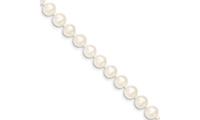 Quality Gold 14k White Near Round Freshwater Cultured Pearl Bracelet - WPN070-7.5