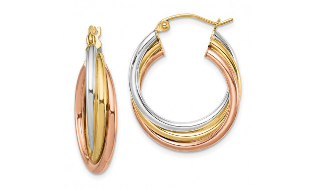 Quality Gold Sterling Silver Rhodium-plated Tri-color Gold-plated Hoop Earrings - QE8442