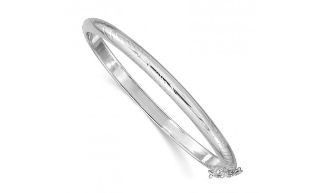 Quality Gold Sterling Silver Rhodium-plated 5mm  Hinged Bangle Bracelet - QB39