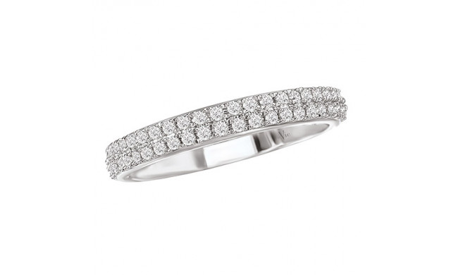 La Vie 14k White Gold Double Row Diamond Wedding Band