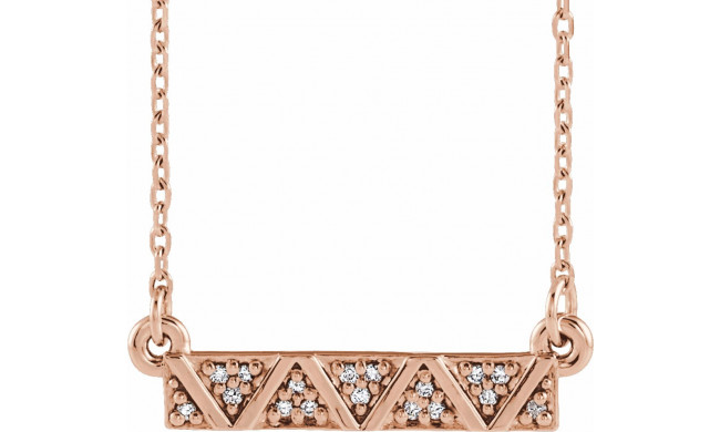 14K Rose .05 CTW Diamond Geometric Bar 16-18 Necklace - 86714103P