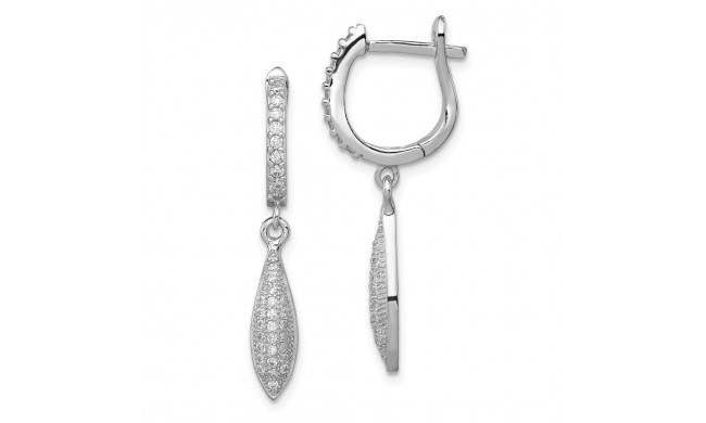 Quality Gold Sterling Silver Rhodium-plated CZ Oval Dangle Hinged Earrings - QE13777