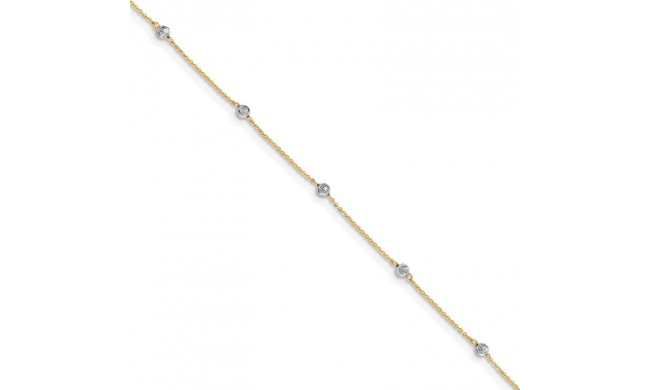 Quality Gold 14k Two Tone  Beads  Anklet - ANK261-9