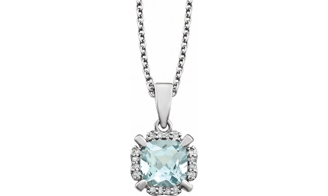 14K White Aquamarine & .05 CTW Diamond 18 Necklace - 65195360003P