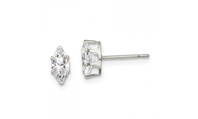 Quality Gold Sterling Silver 7x3.5 Marquise Snap Set CZ Stud Earrings - QE7553