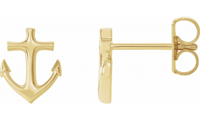 14K Yellow Anchor Earrings - R17027601P