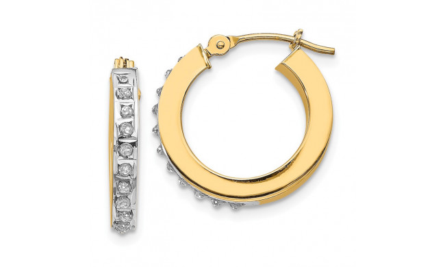 Quality Gold 14k Diamond Fascination Round Hinged Hoop Earrings - DF228