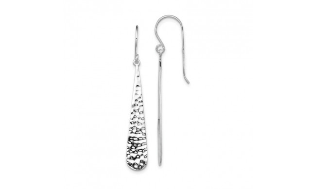 Quality Gold Sterling Silver Rhodium-plated Hammered Teardrop Dangle Earrings - QE7161