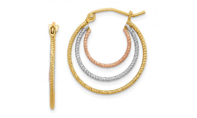 Quality Gold Sterling Silver Rhodium-plated Yellow & Rose Vermeil Txtrd Hoop Earrings - QE8438