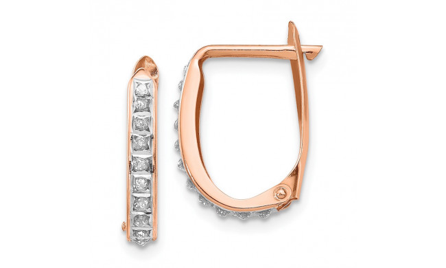 Quality Gold 14k Rose Gold Diamond Fascination Oval Hinged Hoop Earrings - DF277