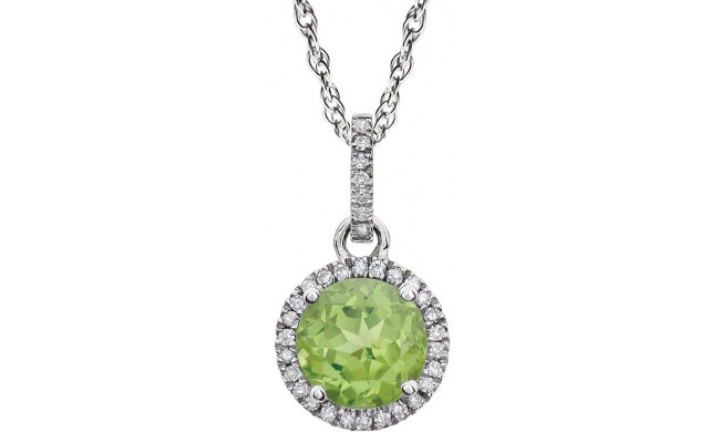 14K White Peridot & 1/10 CTW Diamond 18 Necklace - 65130170011P