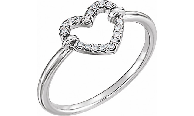 14K White .07 CTW Diamond Heart Ring - 122972600P