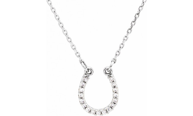 14K White .07 CTW Diamond Horseshoe 16 Necklace - 66412100001P