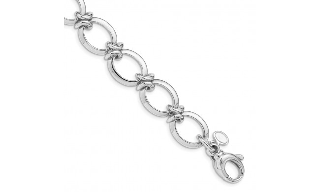 Quality Gold Sterling Silver Rhodium Plated Polished Fancy Link Bracelet - QG4843-8