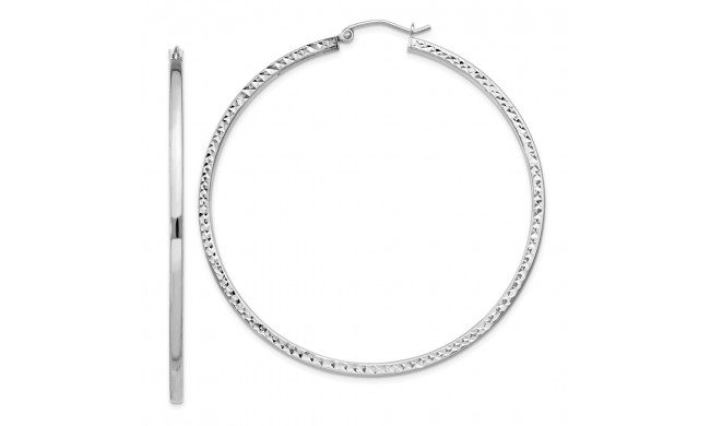 Quality Gold Sterling Silver Rhodium-plated  2x55mm Square Tube Hoop Earrings - QE8119