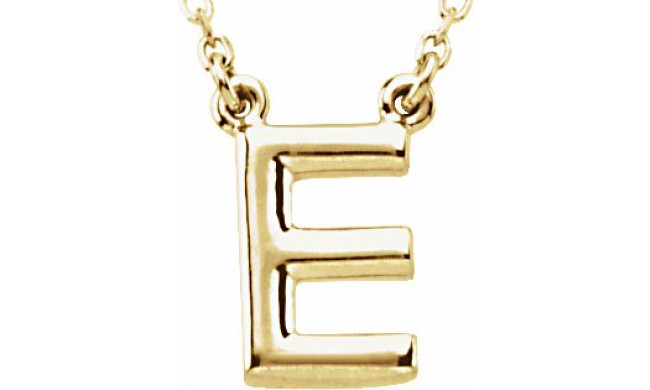 14K Yellow Block Initial E 16 Necklace - 84634110P