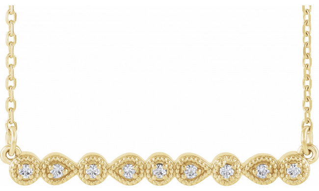 14K Yellow .07 CTW Diamond Milgrain Bar 16-18 Necklace - 86704605P