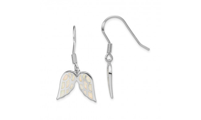 Quality Gold Sterling Silver Rhodium-plated  Opal Inlay Wing Dangle Earrings - QE14307