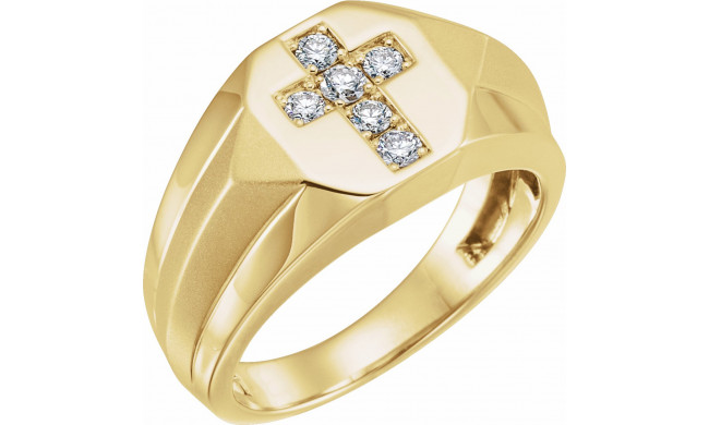 14K Yellow 1/3 CTW Diamond Cross Ring - 65162660001P