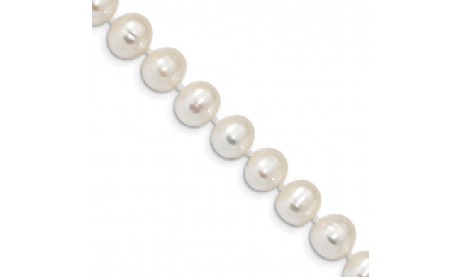 Quality Gold Sterling Silver Rhodium  8-9mm White Freshwater Cultured Pearl Bracelet - QH4728-7.25