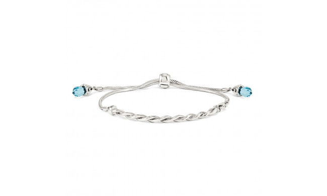 Quality Gold Sterling Silver Reflections Blue Swarovski Crystal Adj. Bracelet - QG3499