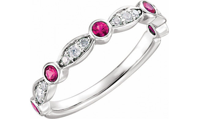 14K White Ruby & 1/6 CTW Diamond Ring - 65198960001P