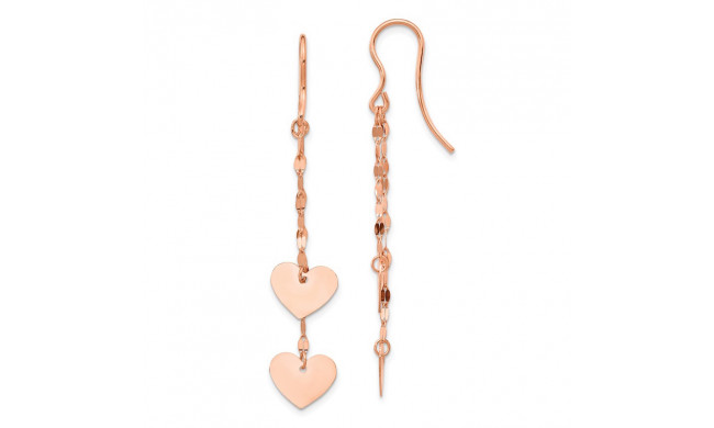 Quality Gold 14k Rose Gold Heart Dangle Earrings - SF2682E