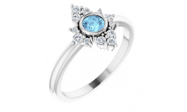 14K White Aquamarine & 1/5 CTW Diamond Ring - 720896012P