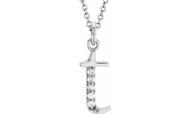 14K White .025 CTW Diamond Lowercase Initial t 16 Necklace - 8580360057P