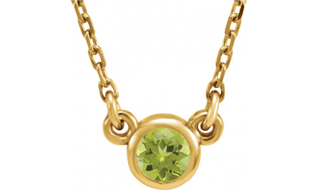 14K Yellow 4 mm Round Peridot Bezel-Set Solitaire 16 Necklace - 6113460022P