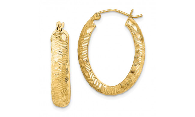 Quality Gold Sterling Silver Gold Plated Textured Oval Hoop Earrings - QE8428