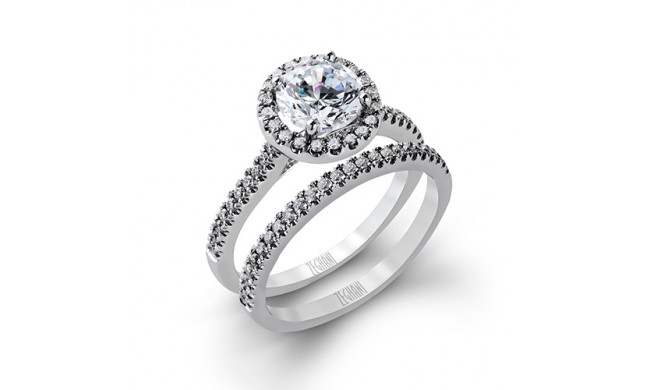 Zeghani 14k White Gold Diamond Engagement Ring