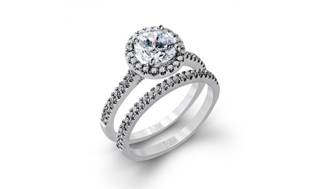 Zeghani 14k White Gold Diamond Engagement Ring